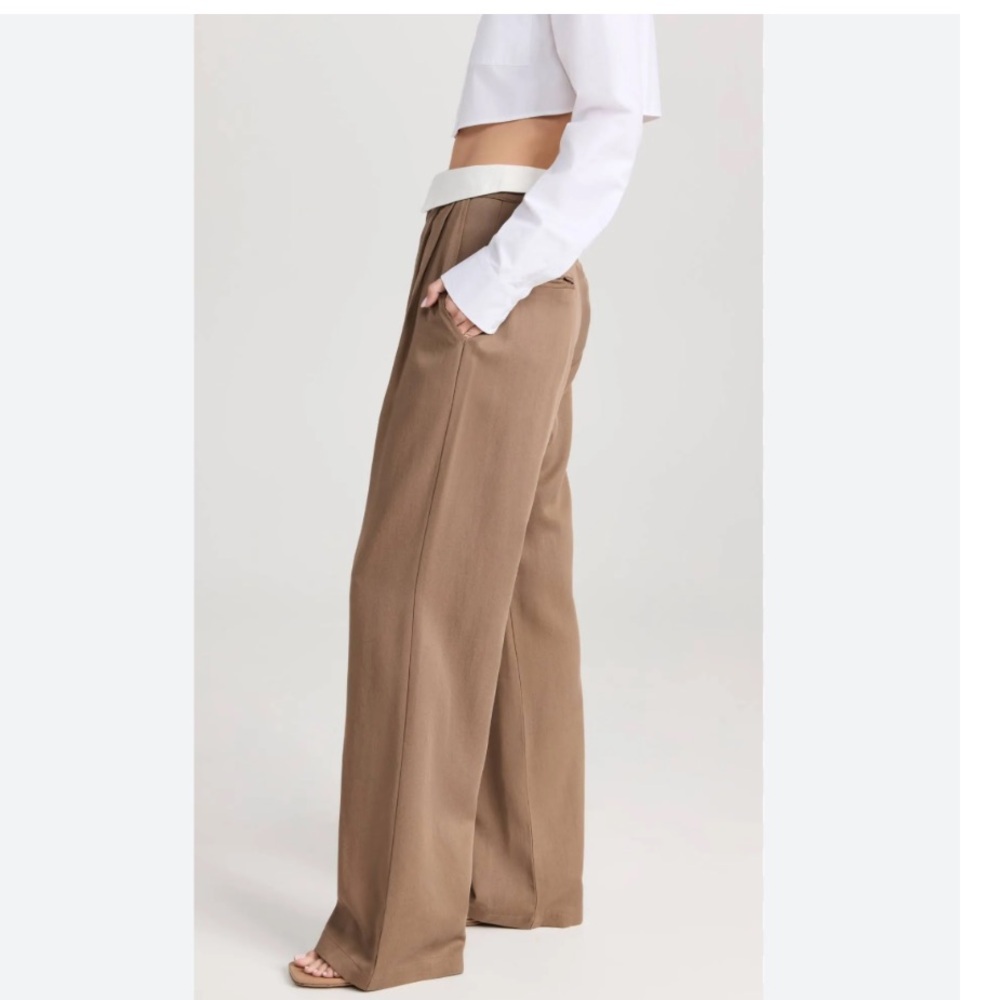 Reformation Wide Leg Pants in Camel Brown